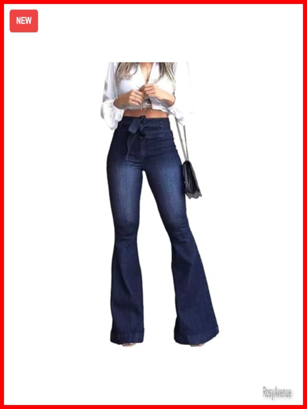 High Waisted Flare Bell Bottom Jeans Stretch Denim Wide Leg Pants